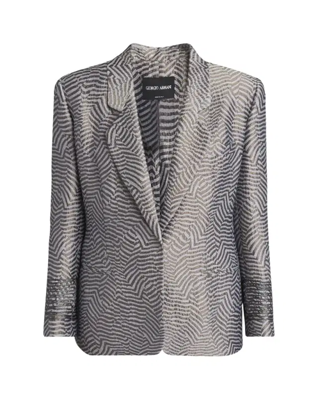 Animalier Silk Jacquard Single-Breasted Blazer Jacket