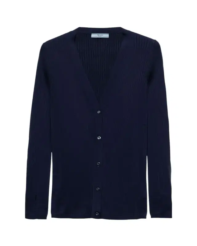 Fitted Long-Sleeve Ribbed Cardigan
