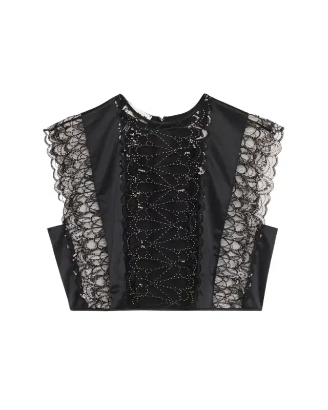 Paradis Bead-Embroidered Sheer Top