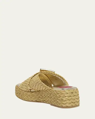 Roger Vivier Strass-Buckle Raffia Platform Sandals | Thumbnail 9
