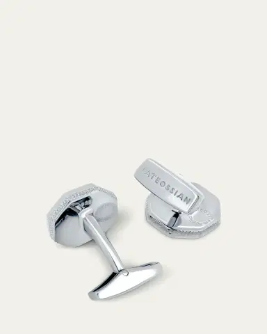 Tateossian Men's Rhodium-Plated Sterling Silver Black Onyx Classic London Eye Cufflinks | Thumbnail 4 Tateossian Men's Rhodium-Plated Sterling Silver Black Onyx Classic London Eye Cufflinks | Thumbnail 4