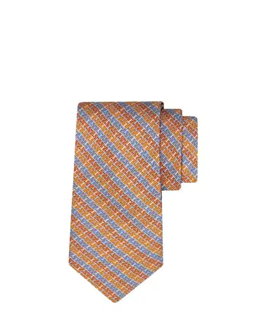 Ferragamo Men's Stripe Gancini Link Tie | Thumbnail 1 Ferragamo Men's Stripe Gancini Link Tie | Thumbnail 1