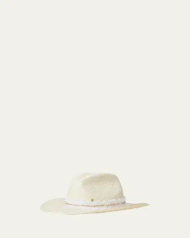 Maison Michel Austin Denim Strass Straw Cowboy Hat | Thumbnail 2