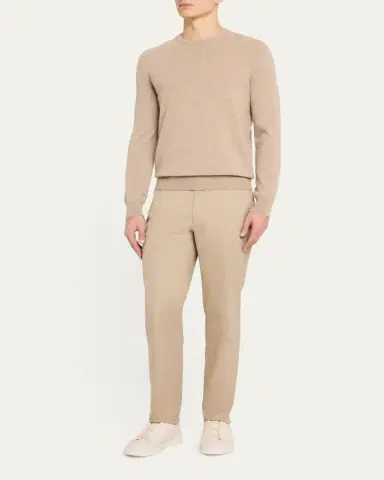 ZEGNA Men's Wool Slim Flat-Front Trousers | Thumbnail 2