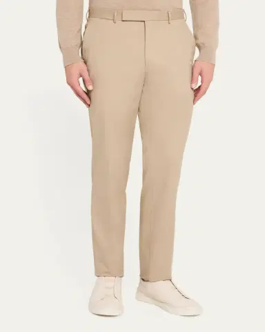 ZEGNA Men's Wool Slim Flat-Front Trousers | Thumbnail 4