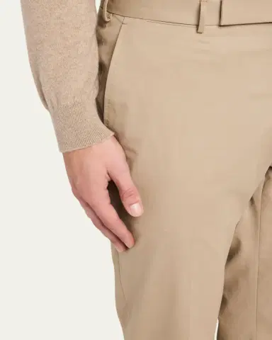 ZEGNA Men's Wool Slim Flat-Front Trousers | Thumbnail 5