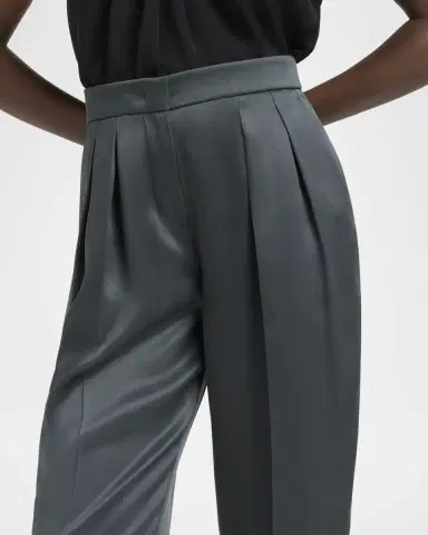 Giorgio Armani Silk Satin Pleated Straight-Leg Trousers | Thumbnail 4 Giorgio Armani Silk Satin Pleated Straight-Leg Trousers | Thumbnail 4
