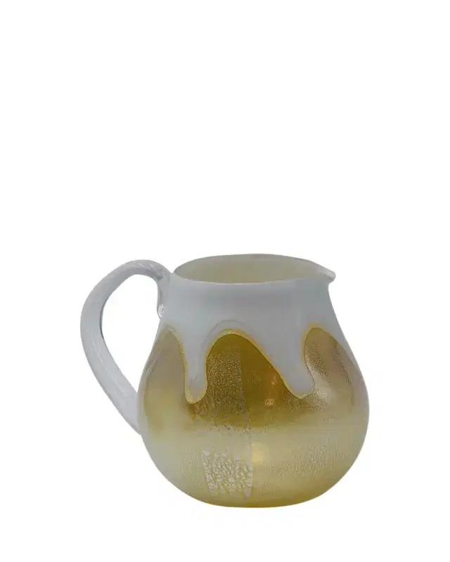 4 GLASS MURANO Goccia White Pitcher with Handle, 50 oz.