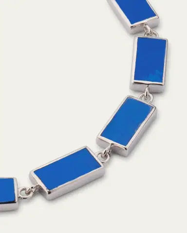 Jan Leslie Men's Sterling Silver and Rectangle Lapis Bracelet | Thumbnail 3