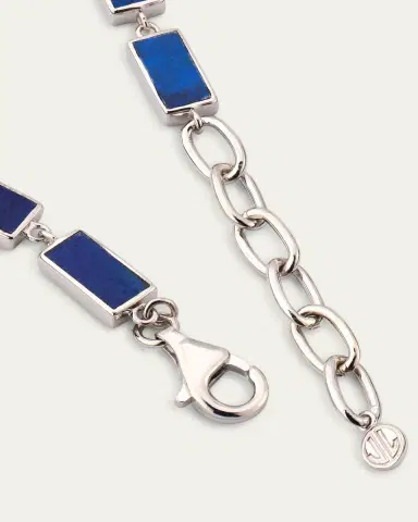 Jan Leslie Men's Sterling Silver and Rectangle Lapis Bracelet | Thumbnail 4