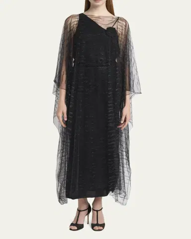Giorgio Armani Crystal Embellished Sheer Long Cape | Thumbnail 2