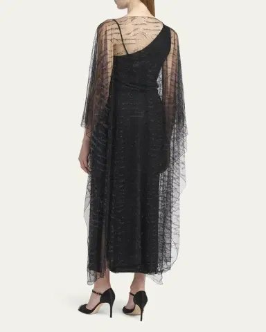Giorgio Armani Crystal Embellished Sheer Long Cape | Thumbnail 3