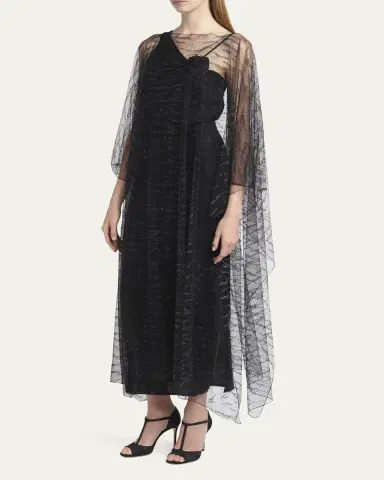 Giorgio Armani Crystal Embellished Sheer Long Cape | Thumbnail 4