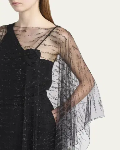 Giorgio Armani Crystal Embellished Sheer Long Cape | Thumbnail 5