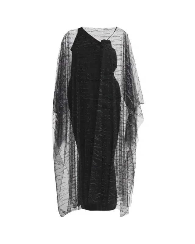 Crystal Embellished Sheer Long Cape