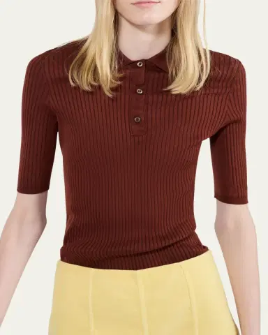 Prada Fitted Rib Knit Polo | Thumbnail 4