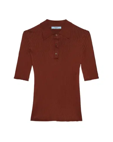 Prada Fitted Rib Knit Polo | Thumbnail 1