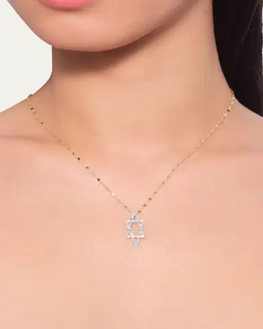 Lana 14K Gold Baguette Diamond Star of David Pendant Necklace | Thumbnail 2