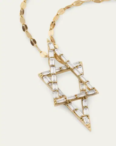 Lana 14K Gold Baguette Diamond Star of David Pendant Necklace | Thumbnail 3