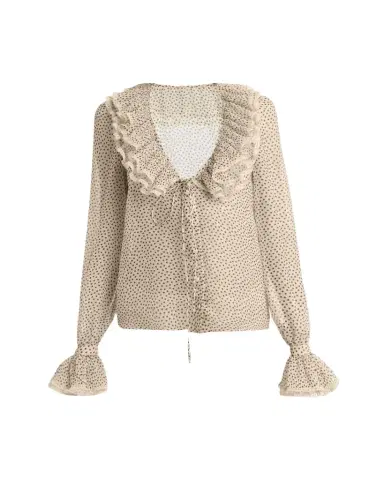 Valentino Garavani Micro Polka Dot Ruffle Chiffon Blouse | Thumbnail 1