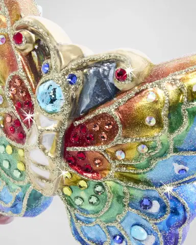 Jay Strongwater Rainbow Butterfly Glass Christmas Ornament | Thumbnail 3