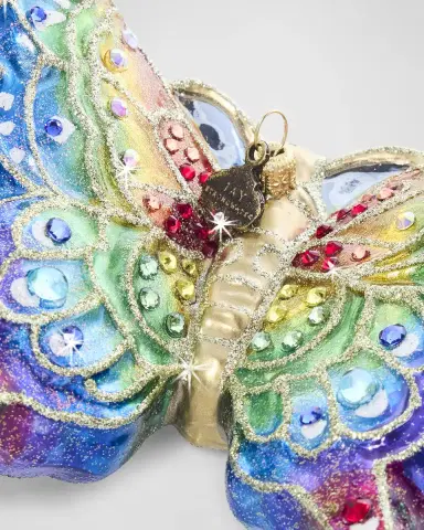 Jay Strongwater Rainbow Butterfly Glass Christmas Ornament | Thumbnail 4