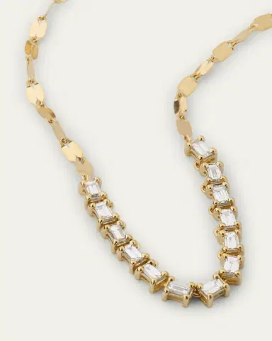 Lana 14K Gold Baguette Diamond Tennis Section Chain Necklace | Thumbnail 3
