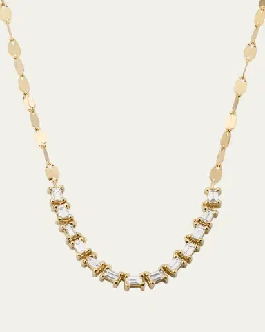 Lana 14K Gold Baguette Diamond Tennis Section Chain Necklace | Thumbnail 1