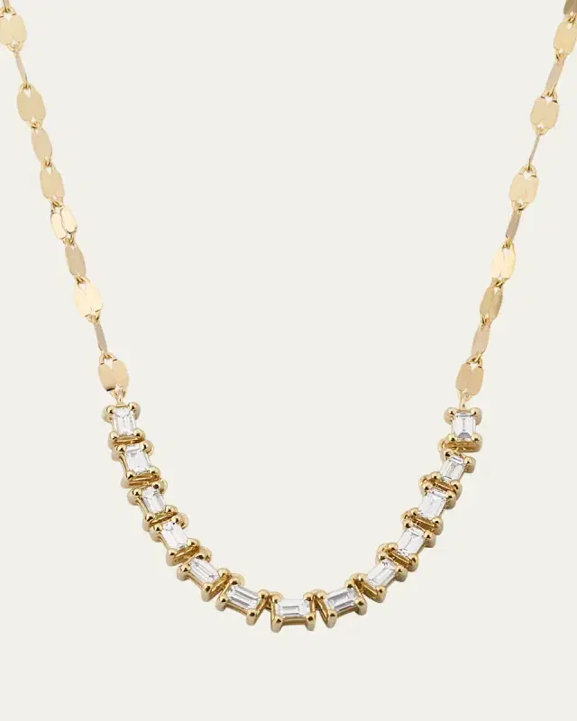 Lana 14K Gold Baguette Diamond Tennis Section Chain Necklace