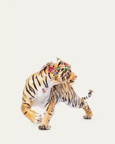 Jay Strongwater Tiger with Flower Crown Figure | Thumbnail 2