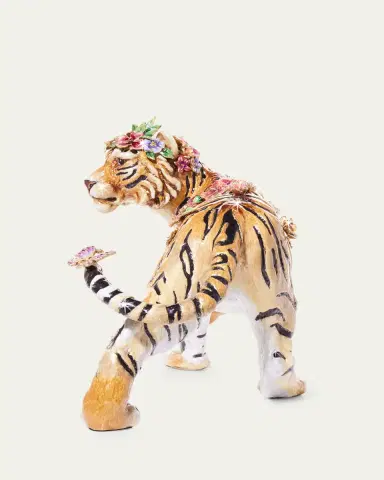 Jay Strongwater Tiger with Flower Crown Figure | Thumbnail 3