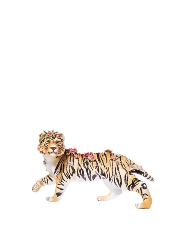 Jay Strongwater Tiger with Flower Crown Figure