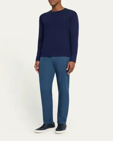 Massimo Alba Men's Cotton-Linen Flat-Front Trousers | Thumbnail 2