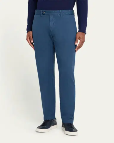 Massimo Alba Men's Cotton-Linen Flat-Front Trousers | Thumbnail 3