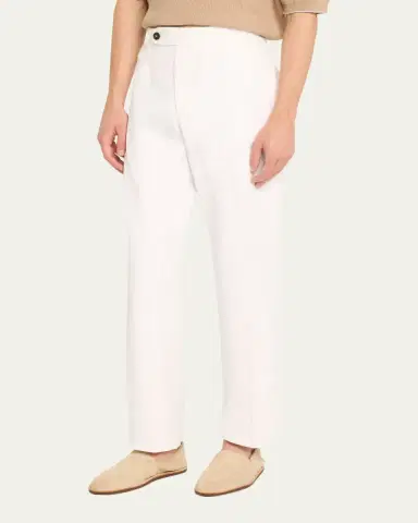 Massimo Alba Men's Cotton-Linen Flat-Front Trousers | Thumbnail 5