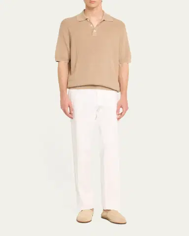 Massimo Alba Men's Cotton-Linen Flat-Front Trousers | Thumbnail 7