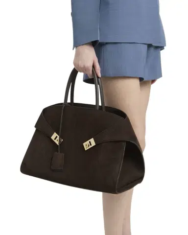 Ferragamo Hug Suede Corduroy Top-Handle Bag | Thumbnail 1 Ferragamo Hug Suede Corduroy Top-Handle Bag | Thumbnail 1