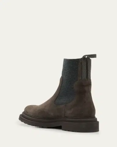 Brunello Cucinelli Suede Wool Lug-Sole Chelsea Boots | Thumbnail 4 Brunello Cucinelli Suede Wool Lug-Sole Chelsea Boots | Thumbnail 4