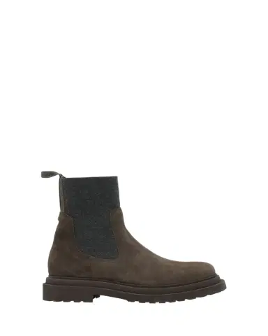 Brunello Cucinelli Suede Wool Lug-Sole Chelsea Boots | Thumbnail 1 Brunello Cucinelli Suede Wool Lug-Sole Chelsea Boots | Thumbnail 1