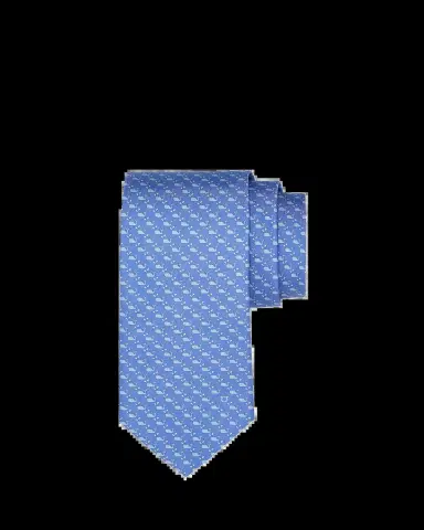 Ferragamo Men's Mini Whale-Print Tie | Thumbnail 2