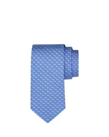 Ferragamo Men's Mini Whale-Print Tie | Thumbnail 1