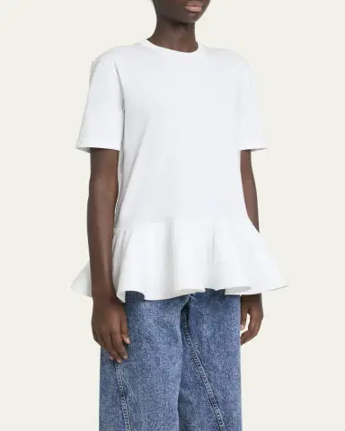 Alaïa Short-Sleeve Peplum T-Shirt | Thumbnail 2