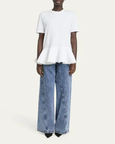 Alaïa Short-Sleeve Peplum T-Shirt | Thumbnail 7