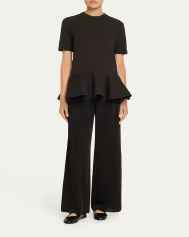 Alaïa Short-Sleeve Peplum T-Shirt | Thumbnail 9