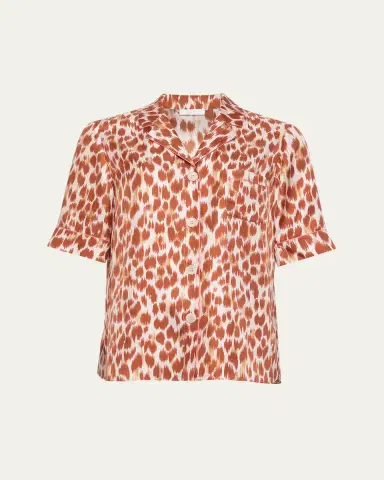 Eres Tlemeda Abstract-Print Silk Sleep Shirt | Thumbnail 4 Eres Tlemeda Abstract-Print Silk Sleep Shirt | Thumbnail 4