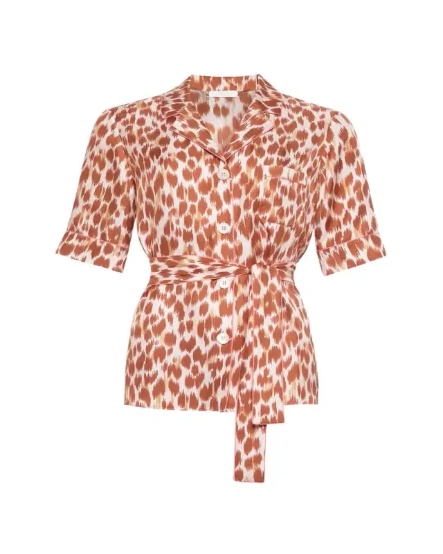 Eres Tlemeda Abstract-Print Silk Sleep Shirt