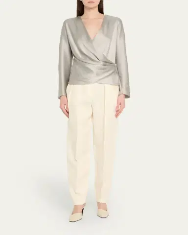 Giorgio Armani Draped Double Silk Wrap Shirt | Thumbnail 2 Giorgio Armani Draped Double Silk Wrap Shirt | Thumbnail 2