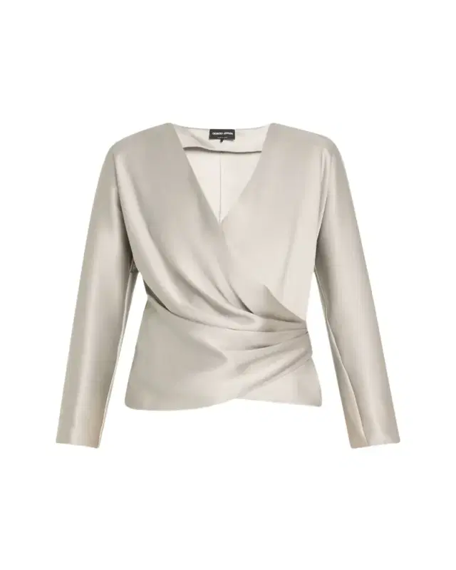 Draped Double Silk Wrap Shirt