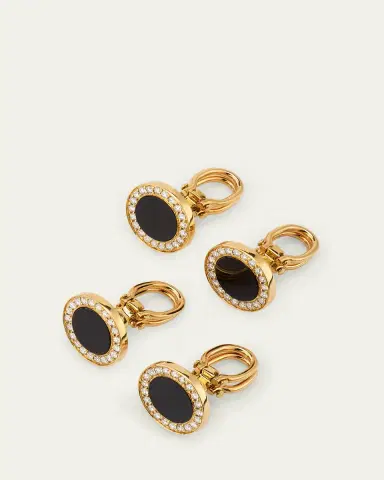 Jan Leslie Men's 18K Rose Gold Mother Of Pearl and Diamond Tuxedo Studs | Thumbnail 3