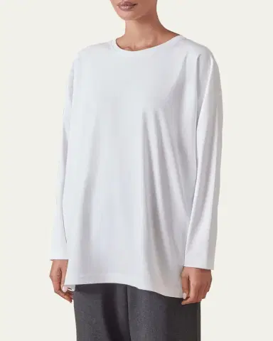 Eskandar Long-Sleeve Smaller Round-Neck Top (Long Length) | Thumbnail 2 Eskandar Long-Sleeve Smaller Round-Neck Top (Long Length) | Thumbnail 2